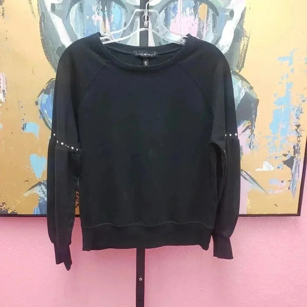 Derek Heart Black Studded Sweatshirt